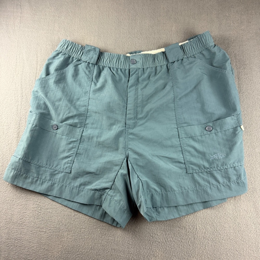 AFTCO Shorts Men's 42 (Fits 38) Blue Fishing Cargo Nylon Outdoor Hiking M01